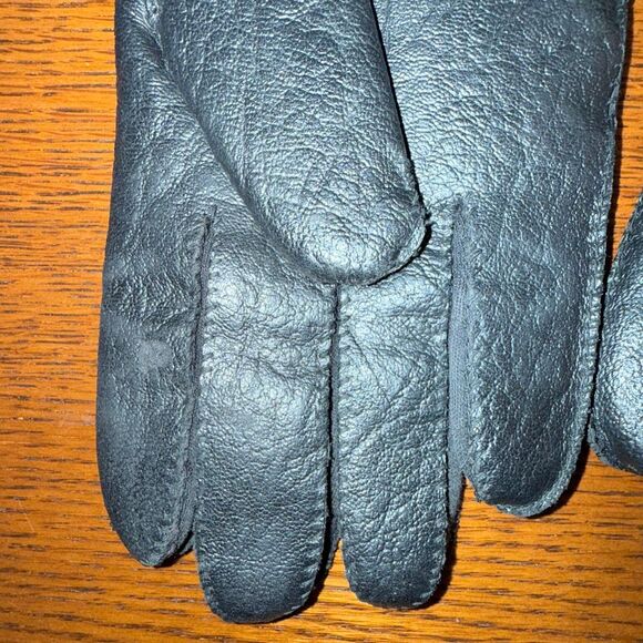 Vintage Men’s Black Vinyl Gloves Medium Made in Japan 60s 70s Mod Style Lined Wi - Picture 5 of 10